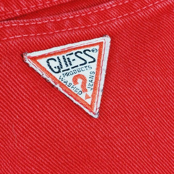 Vtg 90's Georges Marciano X Guess High Waisted Red Zipper Ankle Tapered Jeans 29 - Picture 8 of 11
